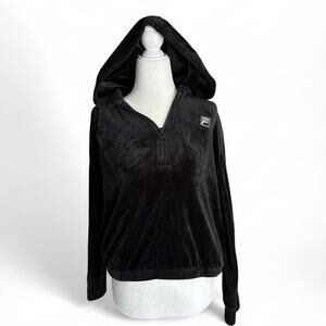 Fila Velour Velvet Y2K Style Quarter Zip Hoodie